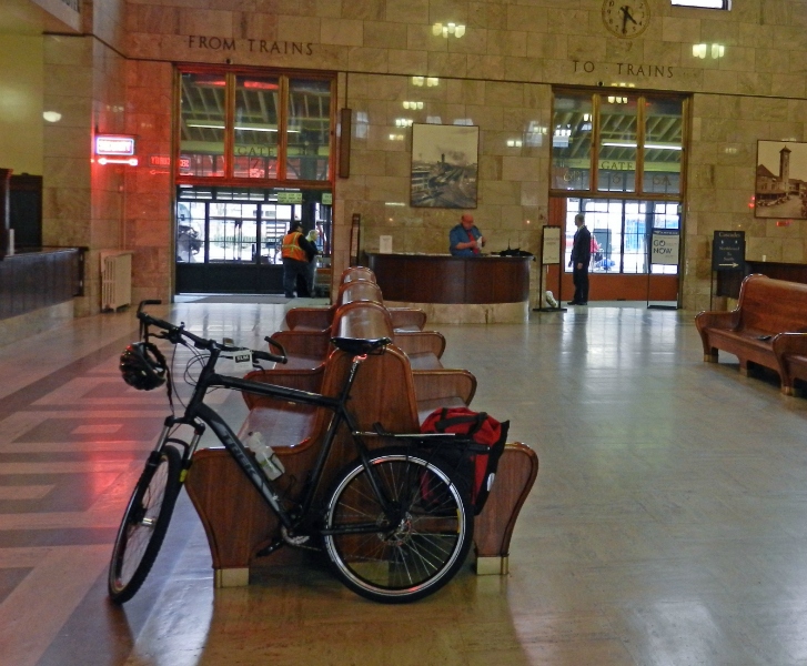 Bicycle at Amtrak Station on pre-trip March 4th
